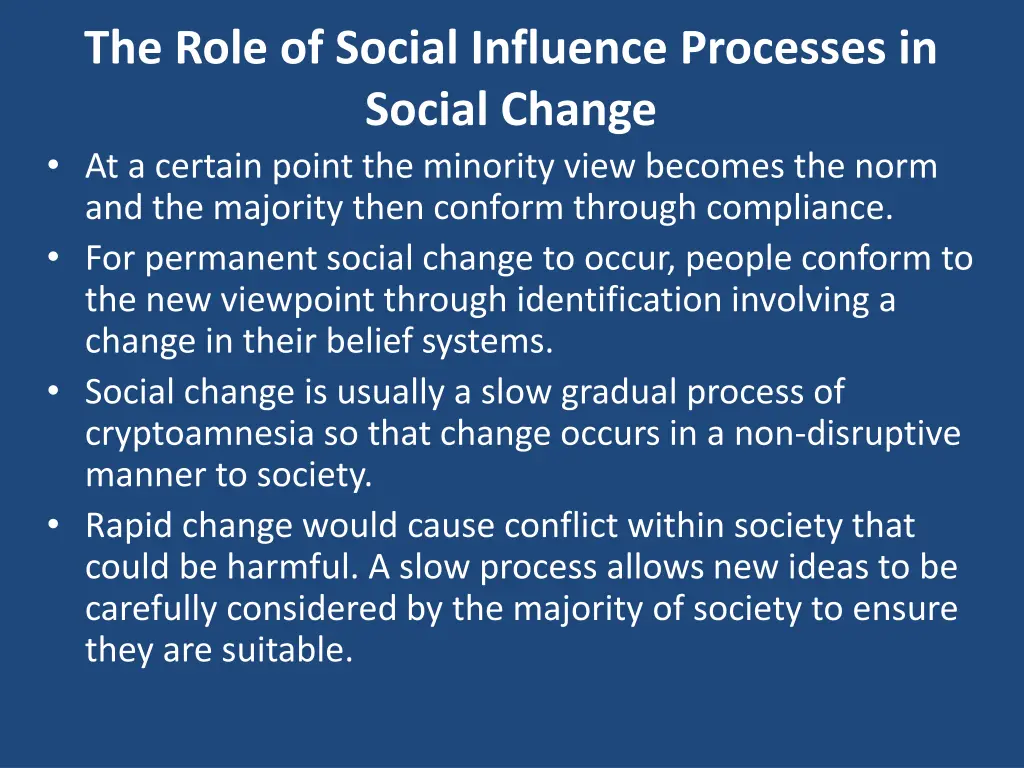 the role of social influence processes in social 1