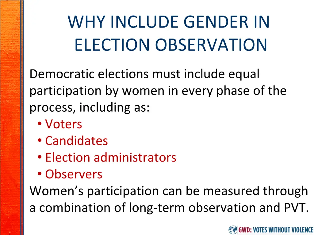 why include gender in election observation 2