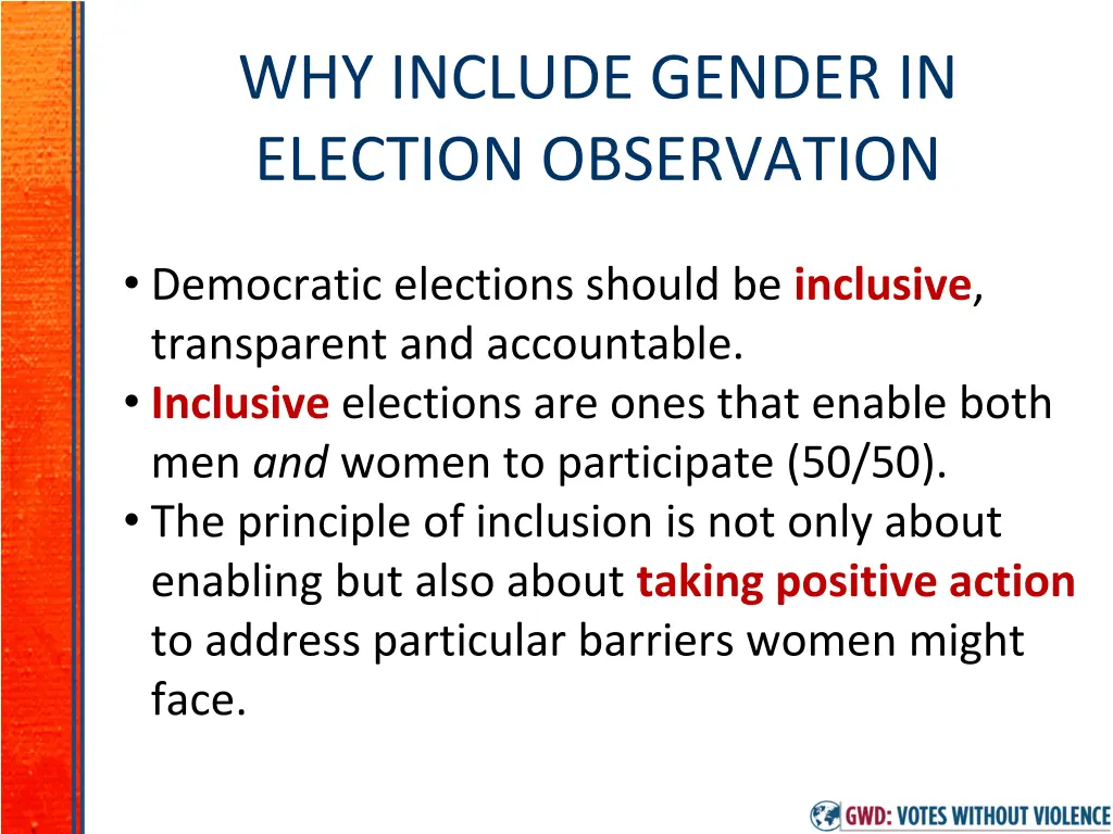 why include gender in election observation