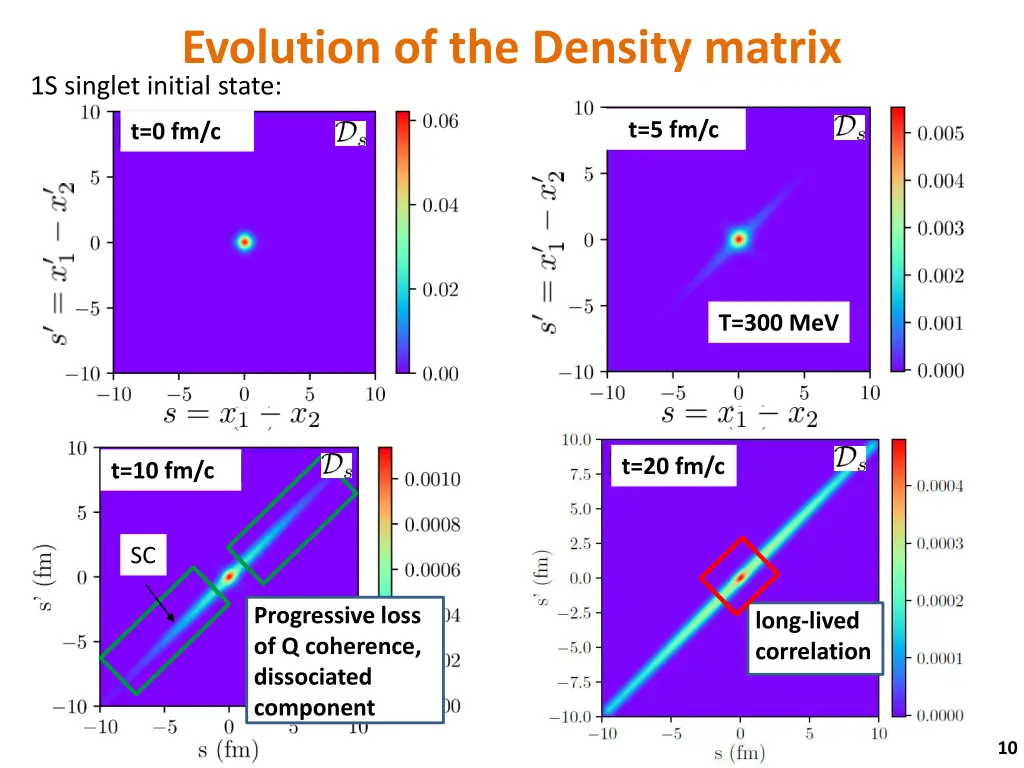 evolution of the density matrix 1s singlet