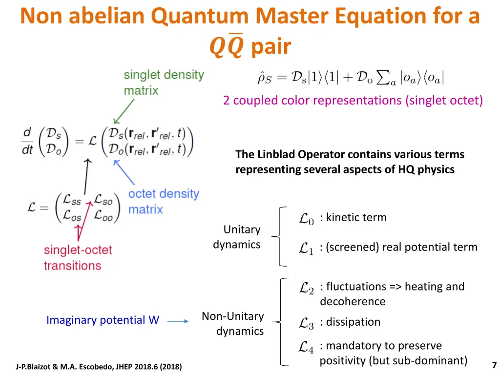 non abelian quantum master equation for a pair