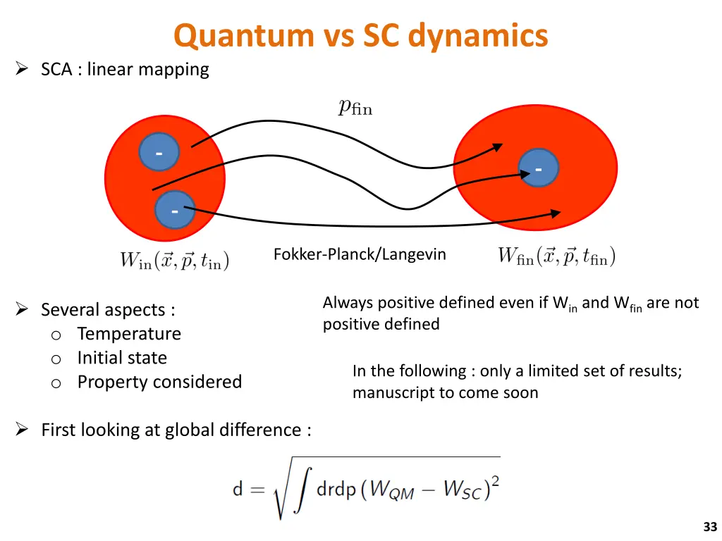 quantum vs sc dynamics sca linear mapping