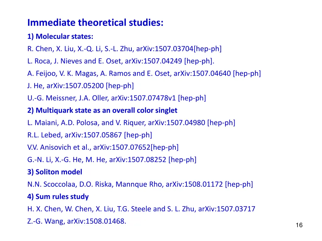 immediate theoretical studies