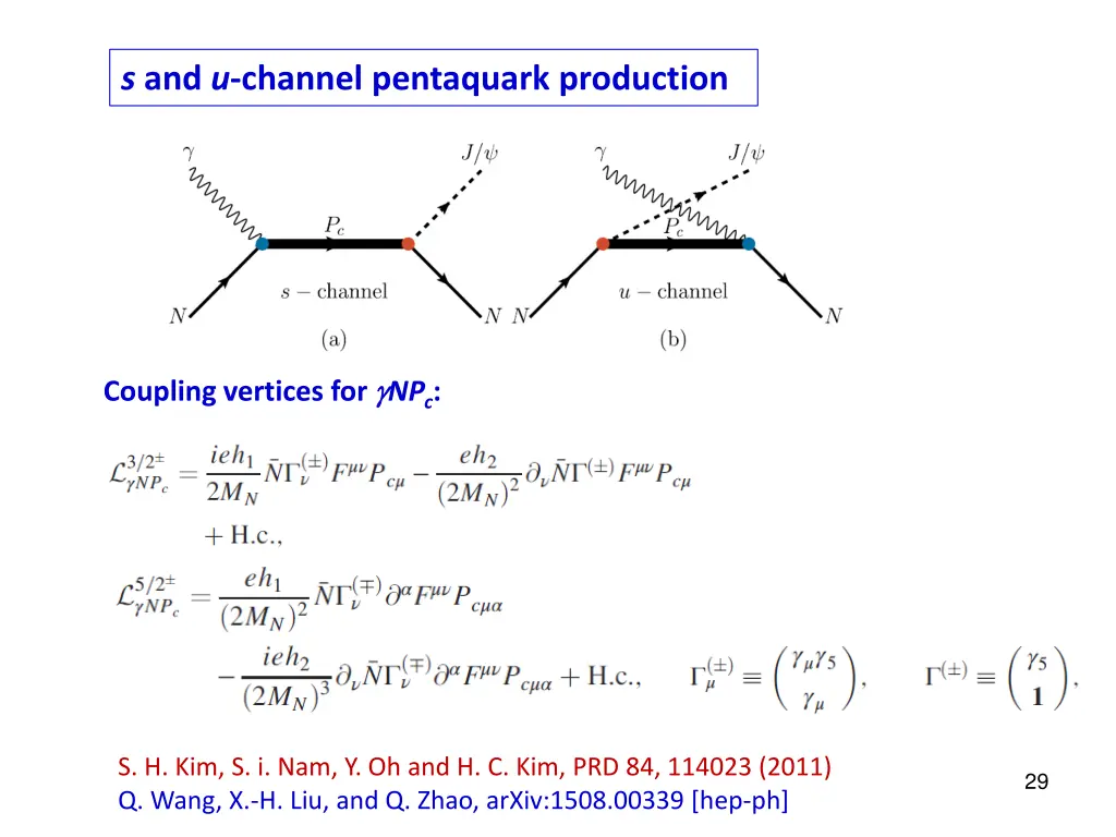 s and u channel pentaquark production