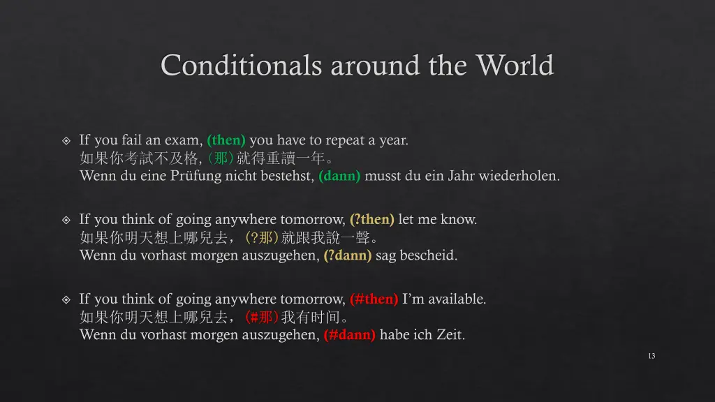 conditionals around the world 3