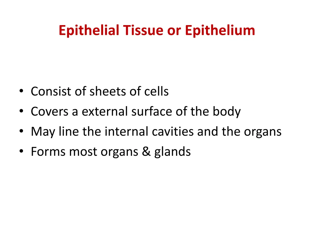 epithelial tissue or epithelium