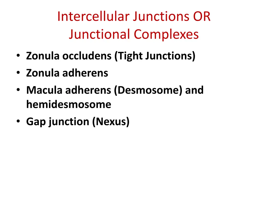 intercellular junctions or junctional complexes