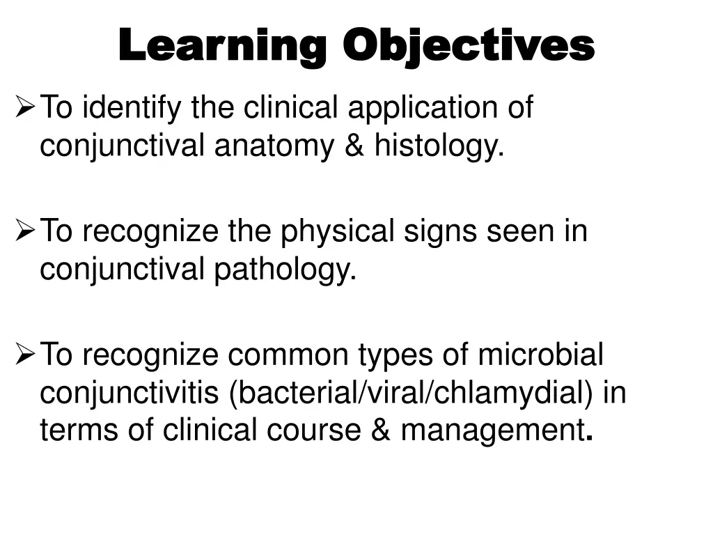 learning objectives learning objectives