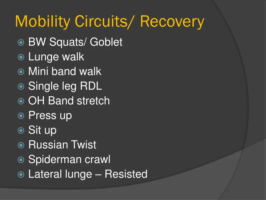 mobility circuits recovery