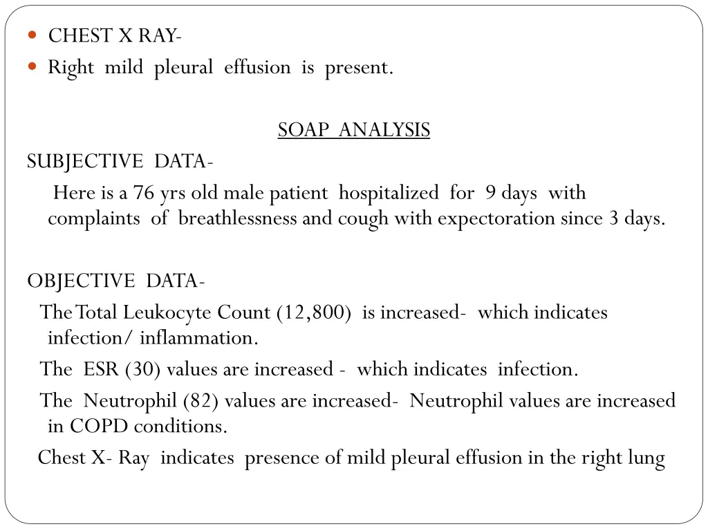 chest x ray right mild pleural effusion is present