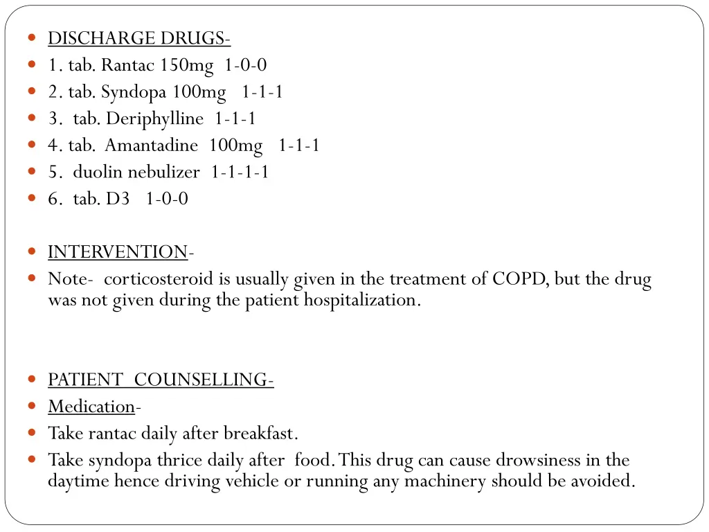 discharge drugs 1 tab rantac 150mg