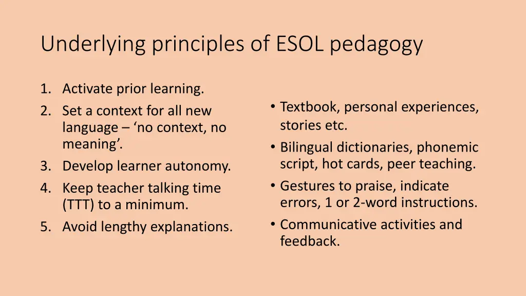 underlying principles of esol pedagogy