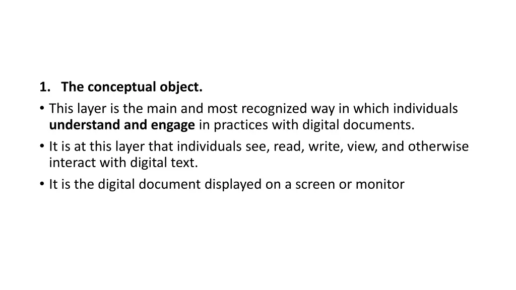 1 the conceptual object this layer is the main