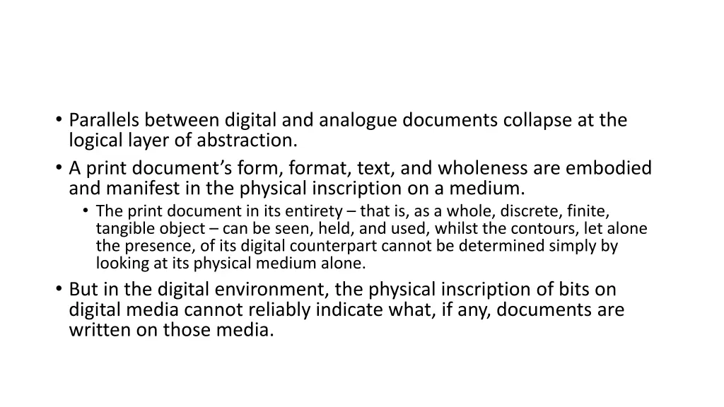 parallels between digital and analogue documents