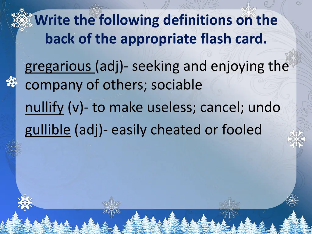 write the following definitions on the back 1