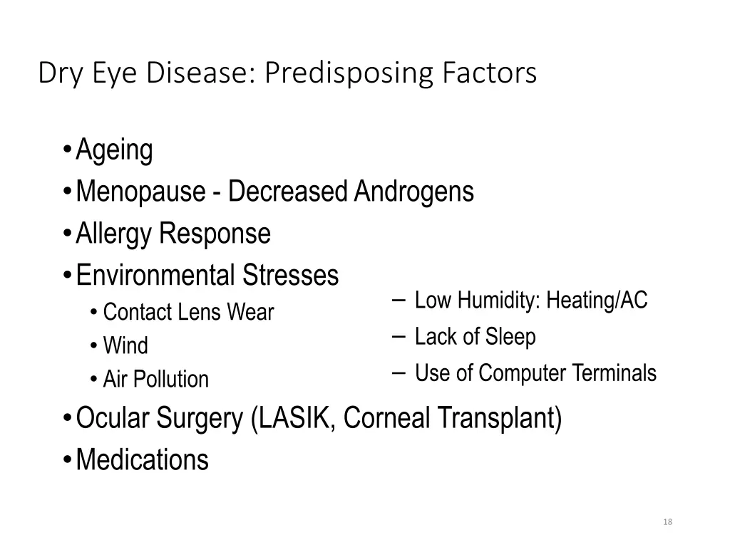 dry eye disease predisposing factors