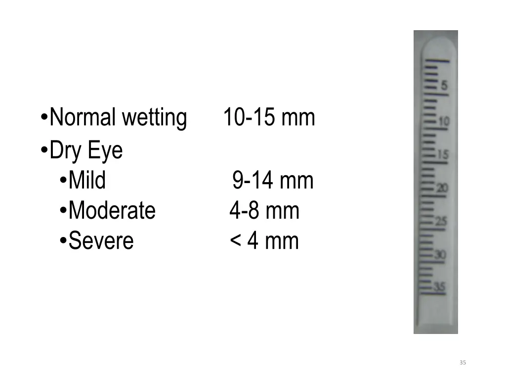 normal wetting dry eye mild moderate severe