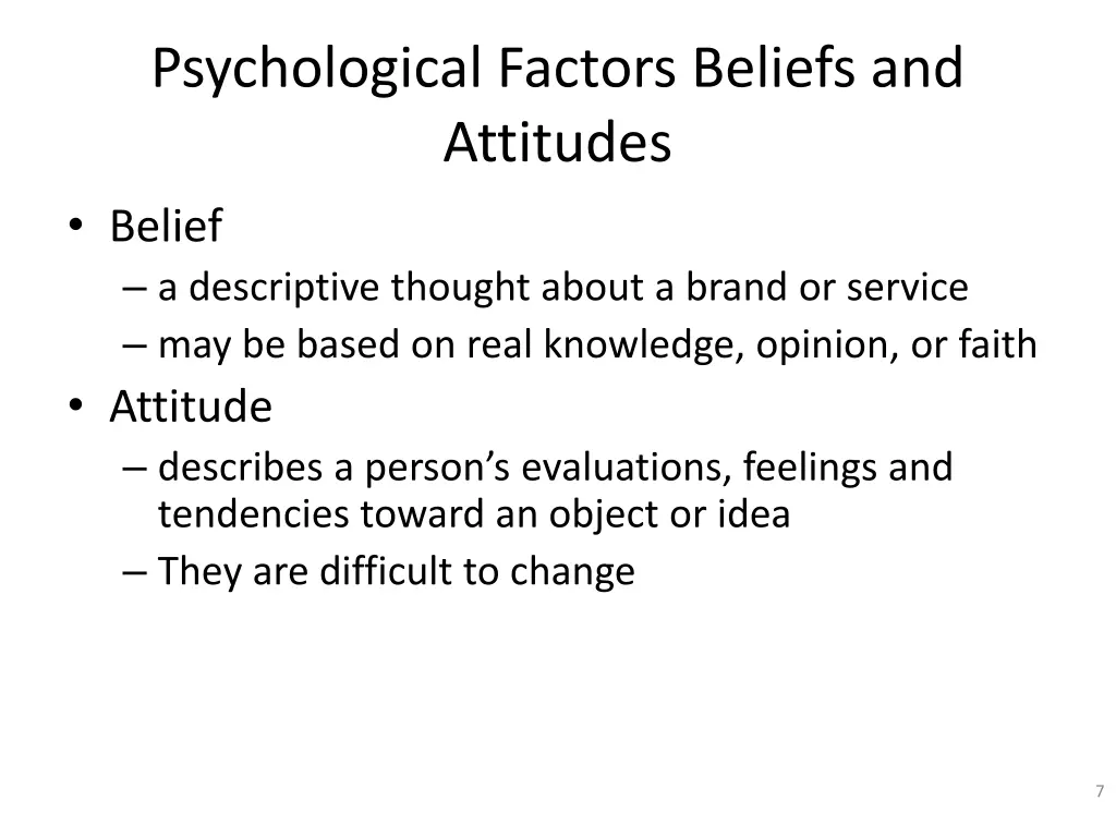 psychological factors beliefs and attitudes