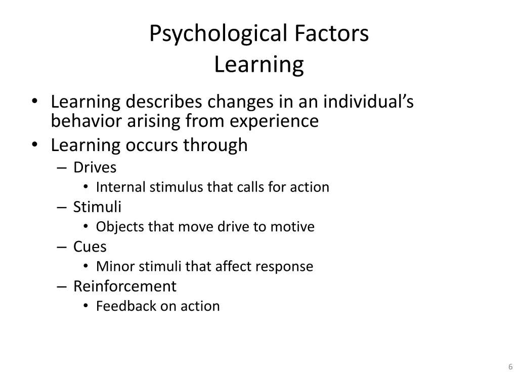 psychological factors learning