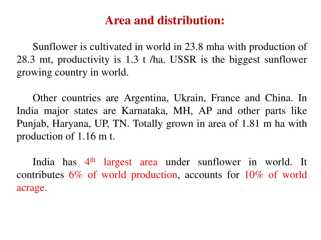 area and distribution