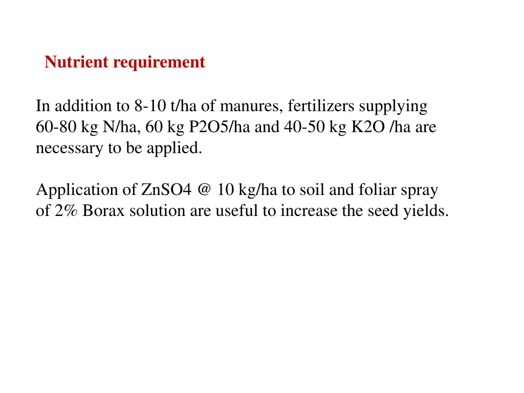 nutrient requirement