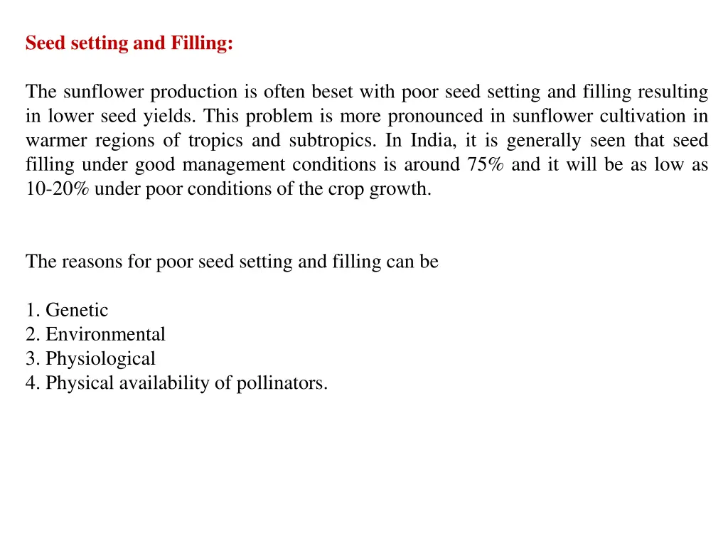 seed setting and filling