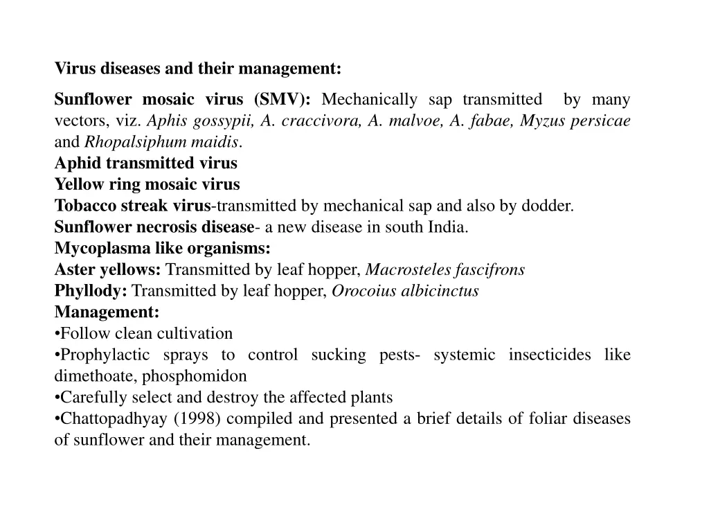 virus diseases and their management