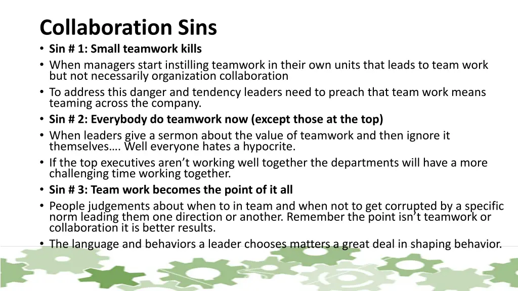 collaboration sins sin 1 small teamwork kills