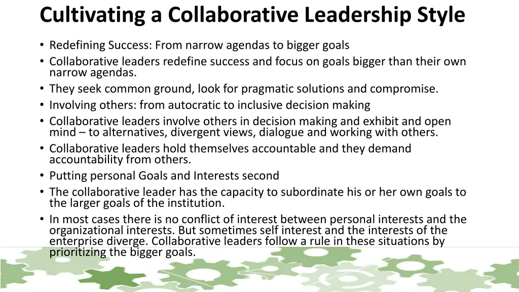 cultivating a collaborative leadership style