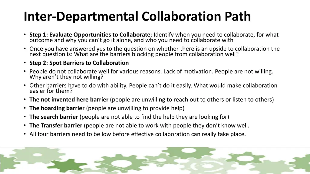 inter departmental collaboration path