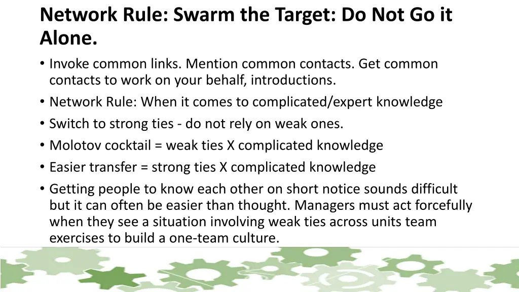 network rule swarm the target do not go it alone