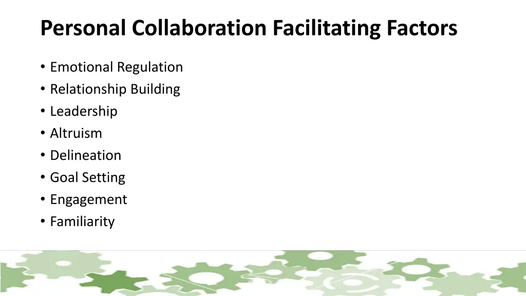 personal collaboration facilitating factors