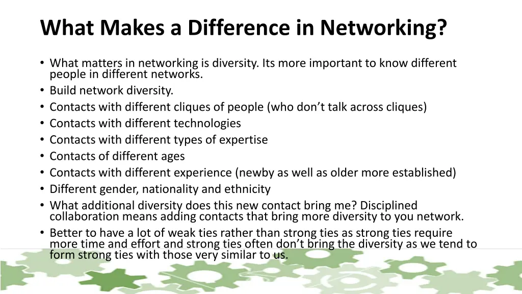 what makes a difference in networking