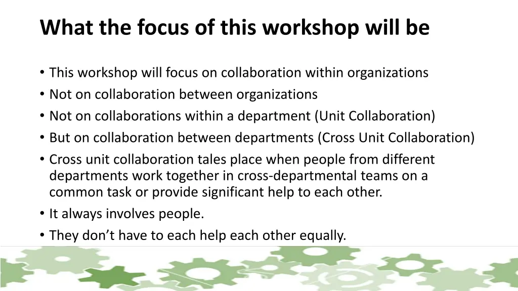 what the focus of this workshop will be