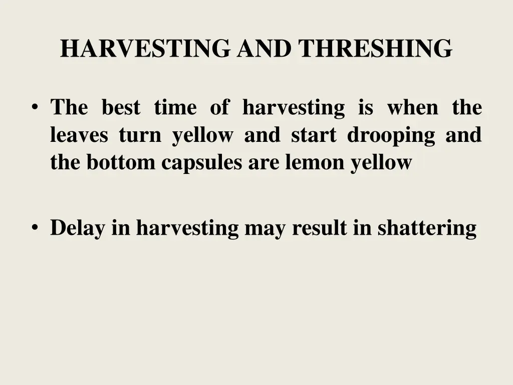 harvesting and threshing