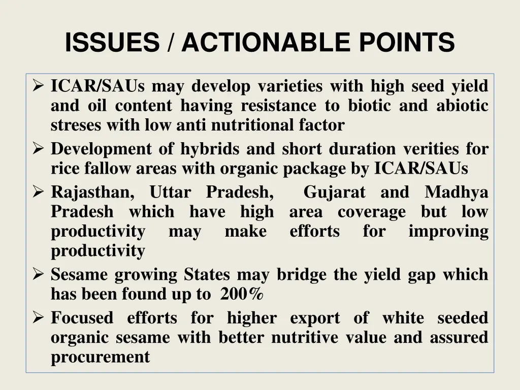 issues actionable points