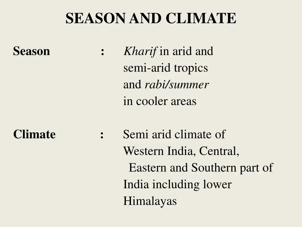 season and climate