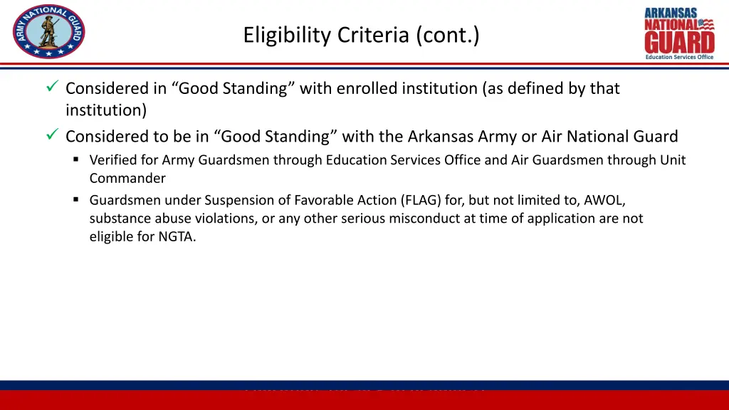 eligibility criteria cont