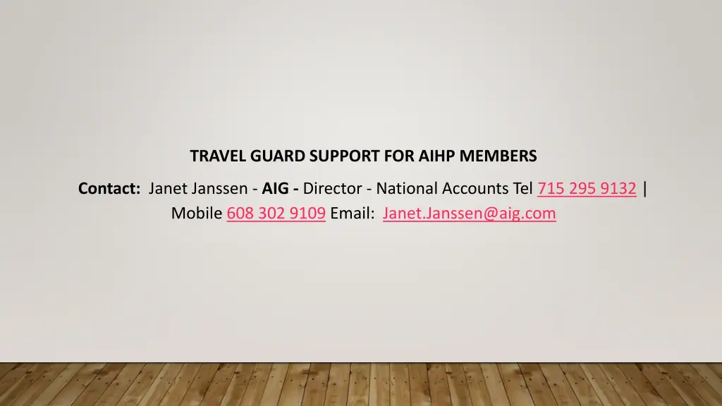 travel guard support for aihp members