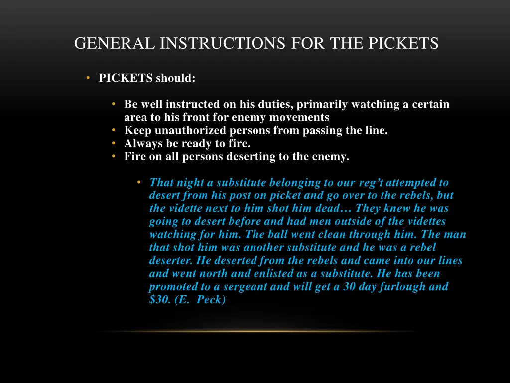 general instructions for the pickets 1