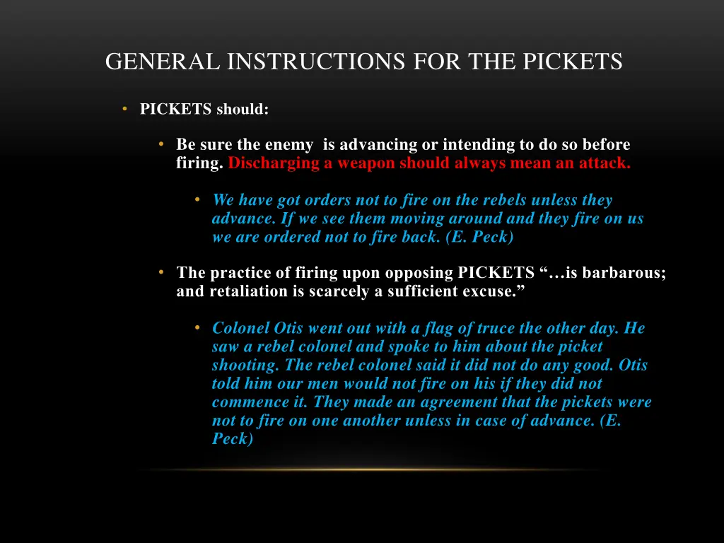 general instructions for the pickets 2