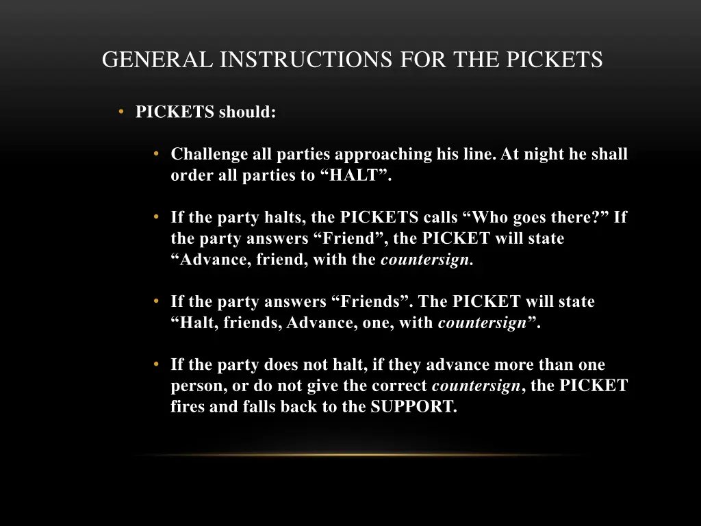 general instructions for the pickets 5