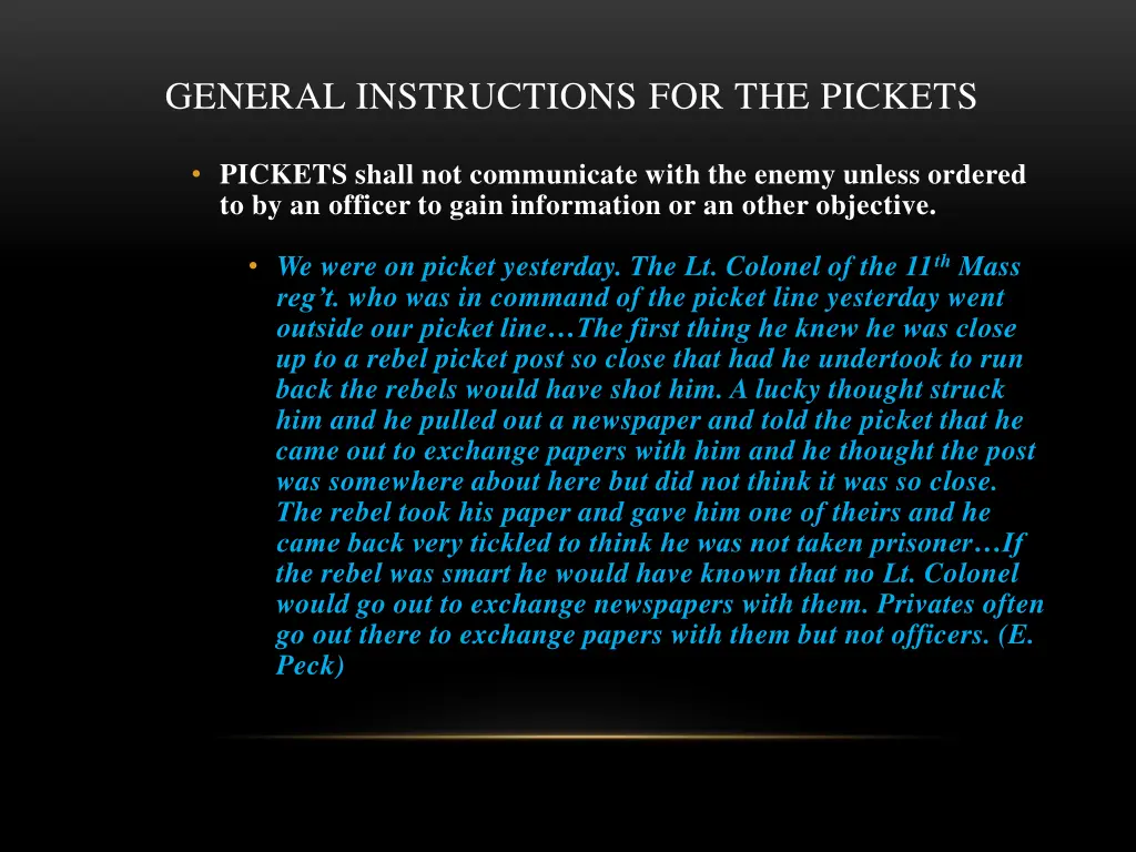 general instructions for the pickets 6