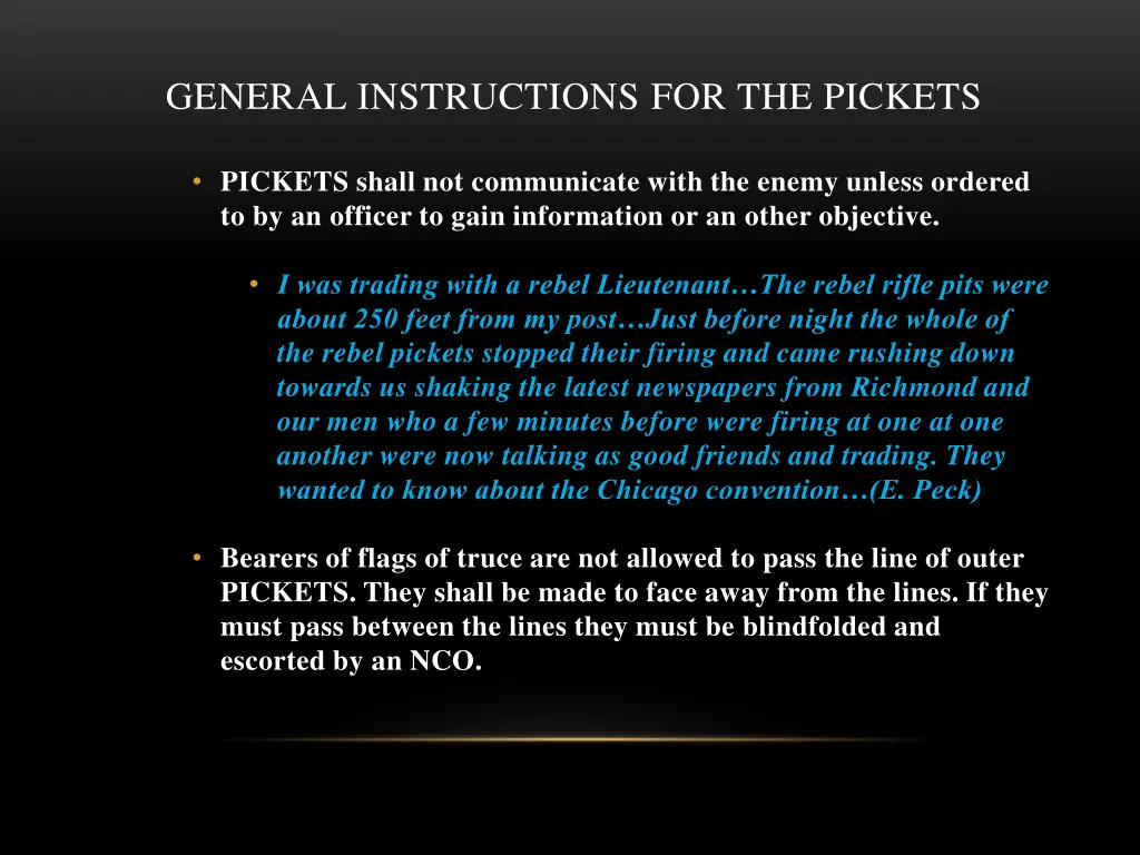 general instructions for the pickets 7