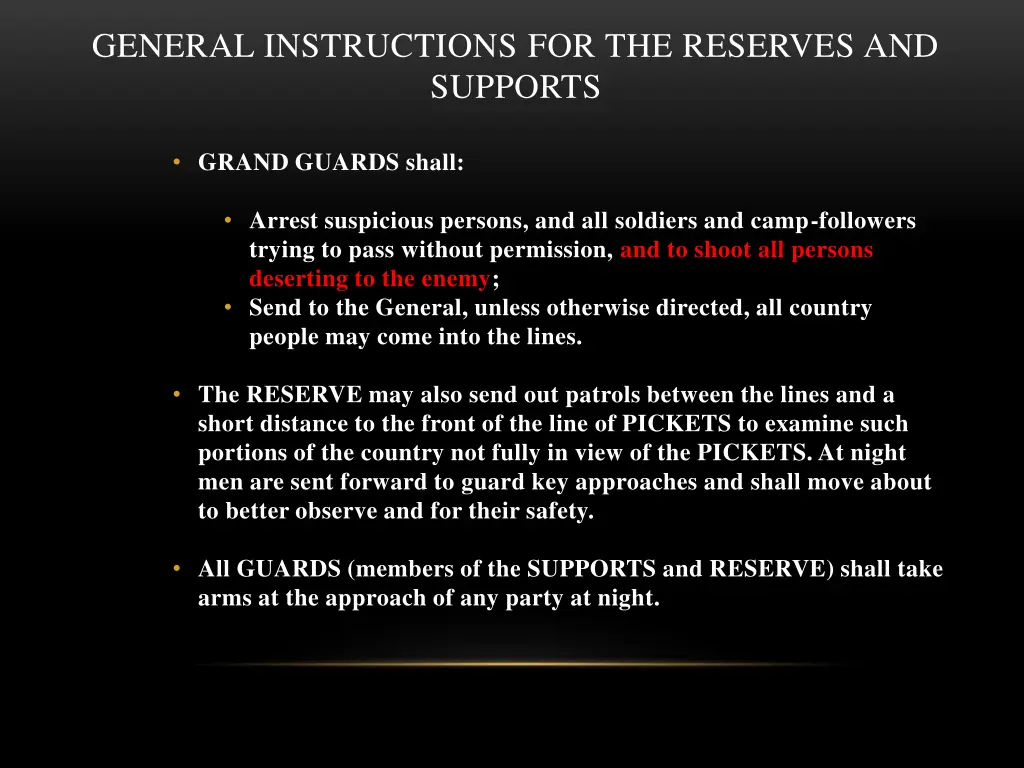 general instructions for the reserves and supports 1