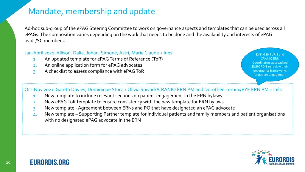 mandate membership and update