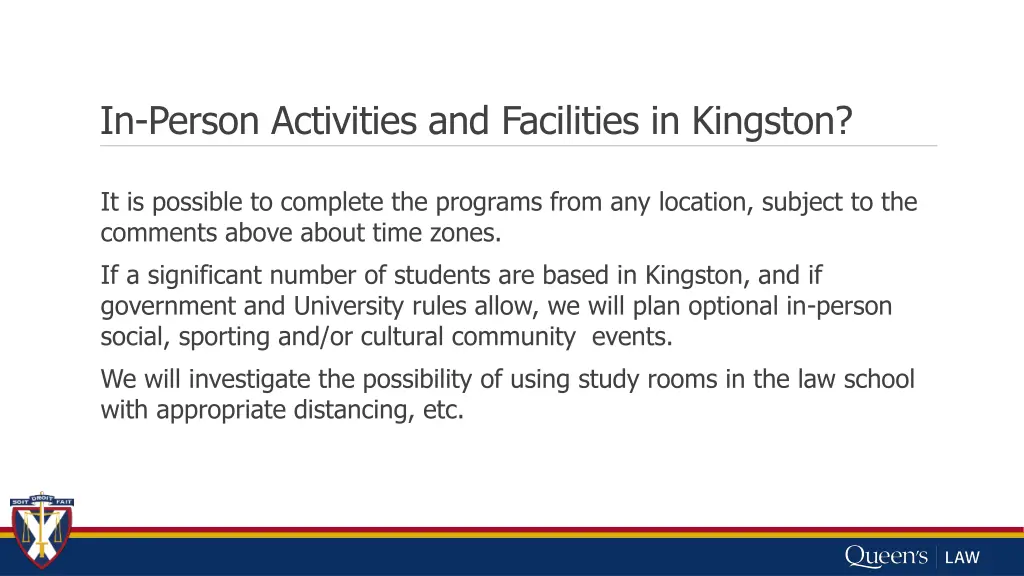 in person activities and facilities in kingston