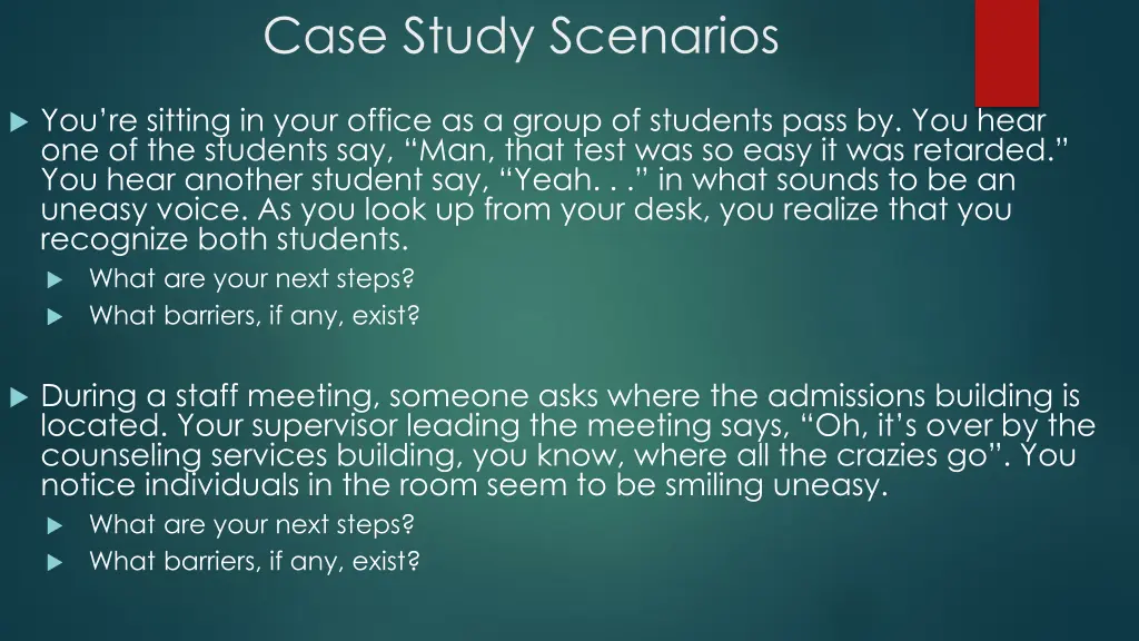 case study scenarios