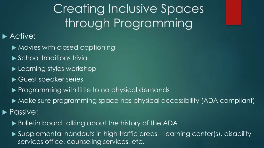 creating inclusive spaces through programming