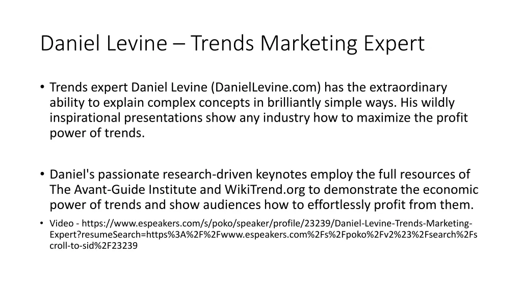 daniel levine trends marketing expert